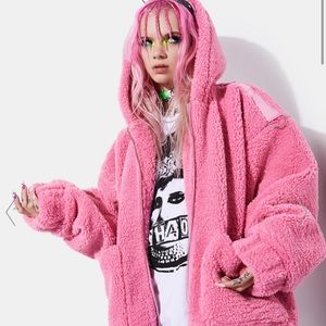 Current Mood Punk Pink Teddy Jacket